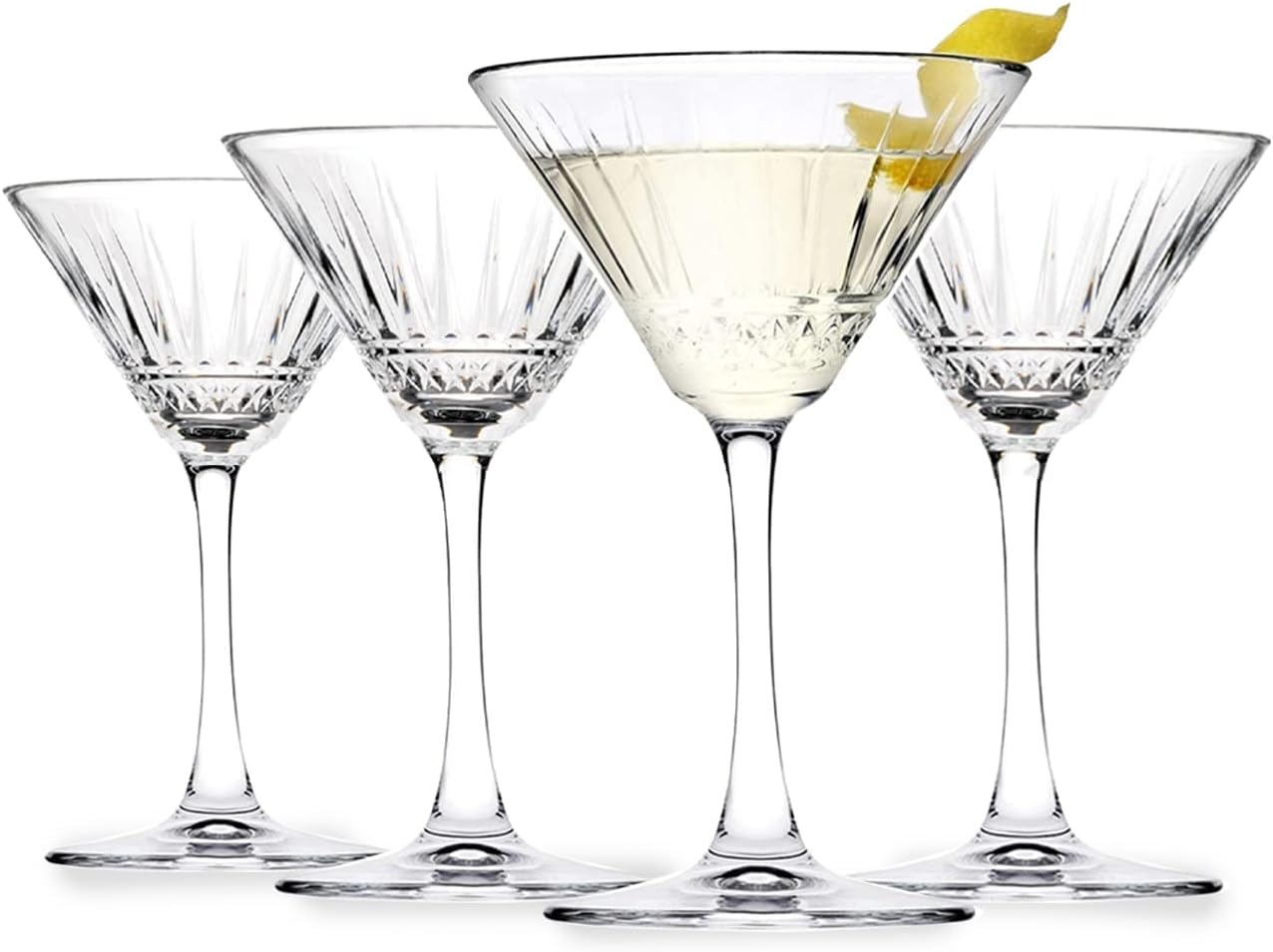 The Buybox Vintage Martini Glasses Set of 4, Champagne, Cocktail, Long Stem Glassware, Coupe Glasses.(7.4oz/220ml)