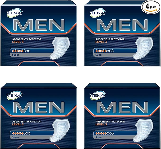 TENA for Men Level 3 Guard for Men, Super Absorbency Incontinence Protector (4 Pack of 64 Count)