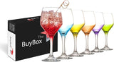 GOSOYO Colored Wine Glasses Set of 6 (11oz/330ml) Champagne, Cocktail, Martini, Coupe Glasses, Aperol Spritz Glasses, Long Stem Glassware