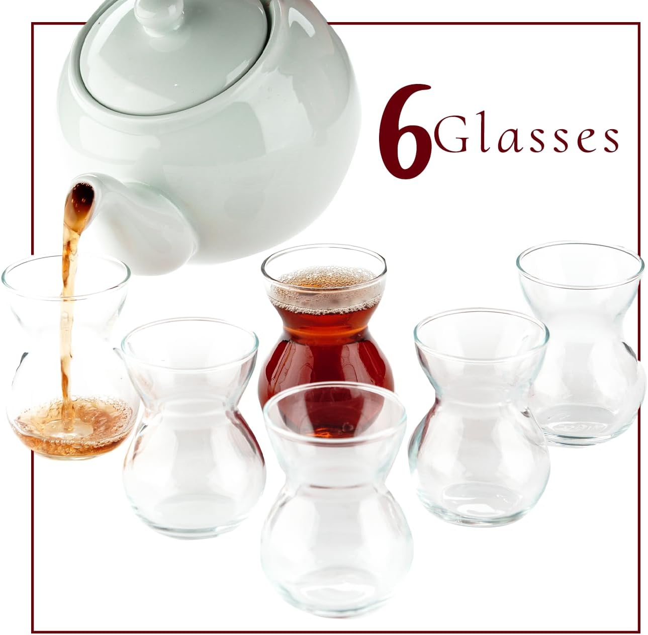 The Buybox Turkish Tea Glasses (6 pcs), Arabic Persian Tea Cups & Whiskey Tasting Glasses (5oz/145ml)