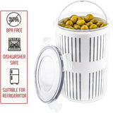 GOSOYO Pickle Container with Strainer, Jalapeno/Olive/Pickle Holder, Large Flip Jar with Leak Proof And Lock It Lid (1,5Lt/50oz).