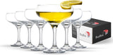 Champagne Cocktail Saucers Glasses Set of 6, Elegant Coupe Cocktail Glasses, Martini Glasses, Long Stem Glassware (6 Pcs (9oz))