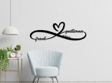 40x13 inches Big Personalized Infinity Metal Sign, Large Custom Wedding Gift, Big Heart Wall Decor (40x13 inches)