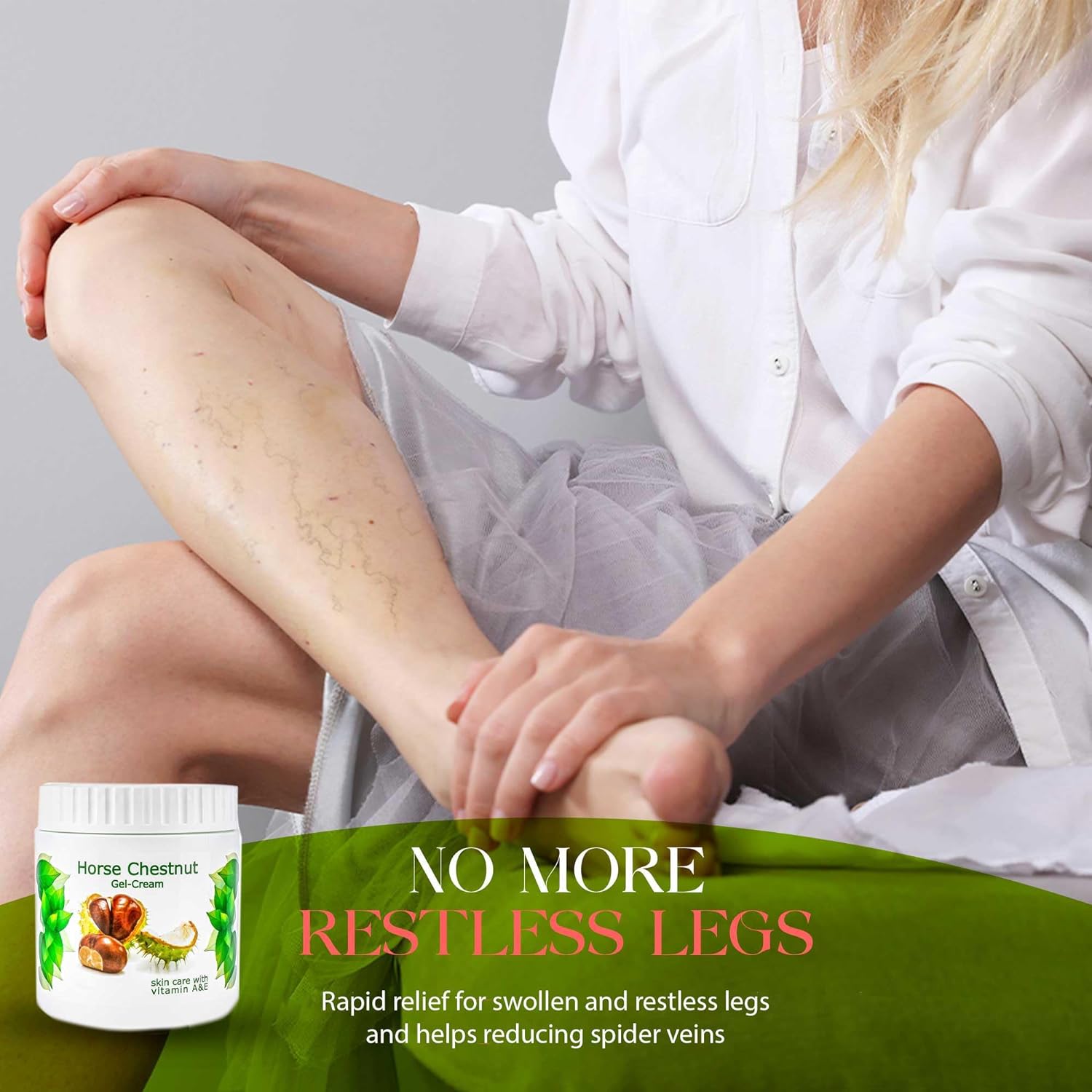 Horse Chestnut Gel Cream For Legs (500ml/16.9 Fl oz), Relaxing, Cooling, Soothing Cream for Feet, Legs, Knees, Back