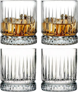 GOSOYO Set of 4 Modern Vintage Whiskey Glasses for Scotch, Bourbon and Cocktail Glasses (355ml/12oz) (Vintage Ribbed)