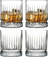 GOSOYO Set of 4 Modern Vintage Whiskey Glasses for Scotch, Bourbon and Cocktail Glasses (355ml/12oz) (Vintage Ribbed)