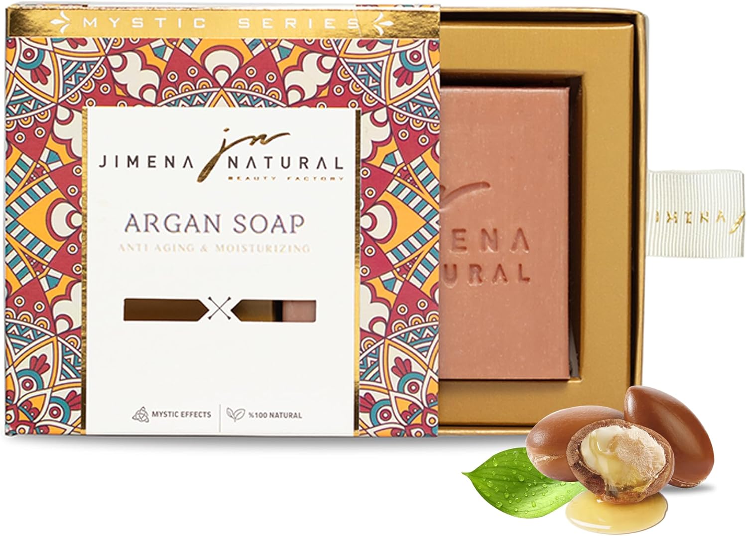 Pure Argan Oil Soap for Face, Body and Hair, Antiaging and Moisturizing Soap Bar for Skin with Giftable Box