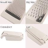 Cheese Grater with Container and Lid, Graters for Kitchen, Garlic Grater, Parmesan Cheese Grater, Vegetable Fruit Multi-Function Stainless Steel Kitchen Utensil Kit (Set of 4) (White)