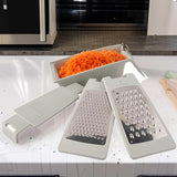 Cheese Grater with Container and Lid, Graters for Kitchen, Garlic Grater, Parmesan Cheese Grater, Vegetable Fruit Multi-Function Stainless Steel Kitchen Utensil Kit (Set of 4) (Grey)