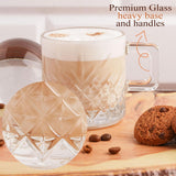 Coffee Latte Glasses, Handled Mug, Vintage Tea Cappuccino Cup Set, Coffee Mugs with Handles (2Pcs (6.5oz))