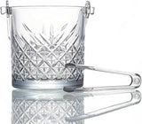 Glass Ice Bucket with Handle and Tongs, Glass Bucket Set, Buckets for Rakı, Whisky, BBQs, Parties, Bars, Clubs (1.1Lt/37oz)