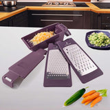 Cheese Grater with Container and Lid, Graters for Kitchen, Garlic Grater, Parmesan Cheese Grater, Vegetable Fruit Multi-Function Stainless Steel Kitchen Utensil Kit (Set of 4) (Blue)