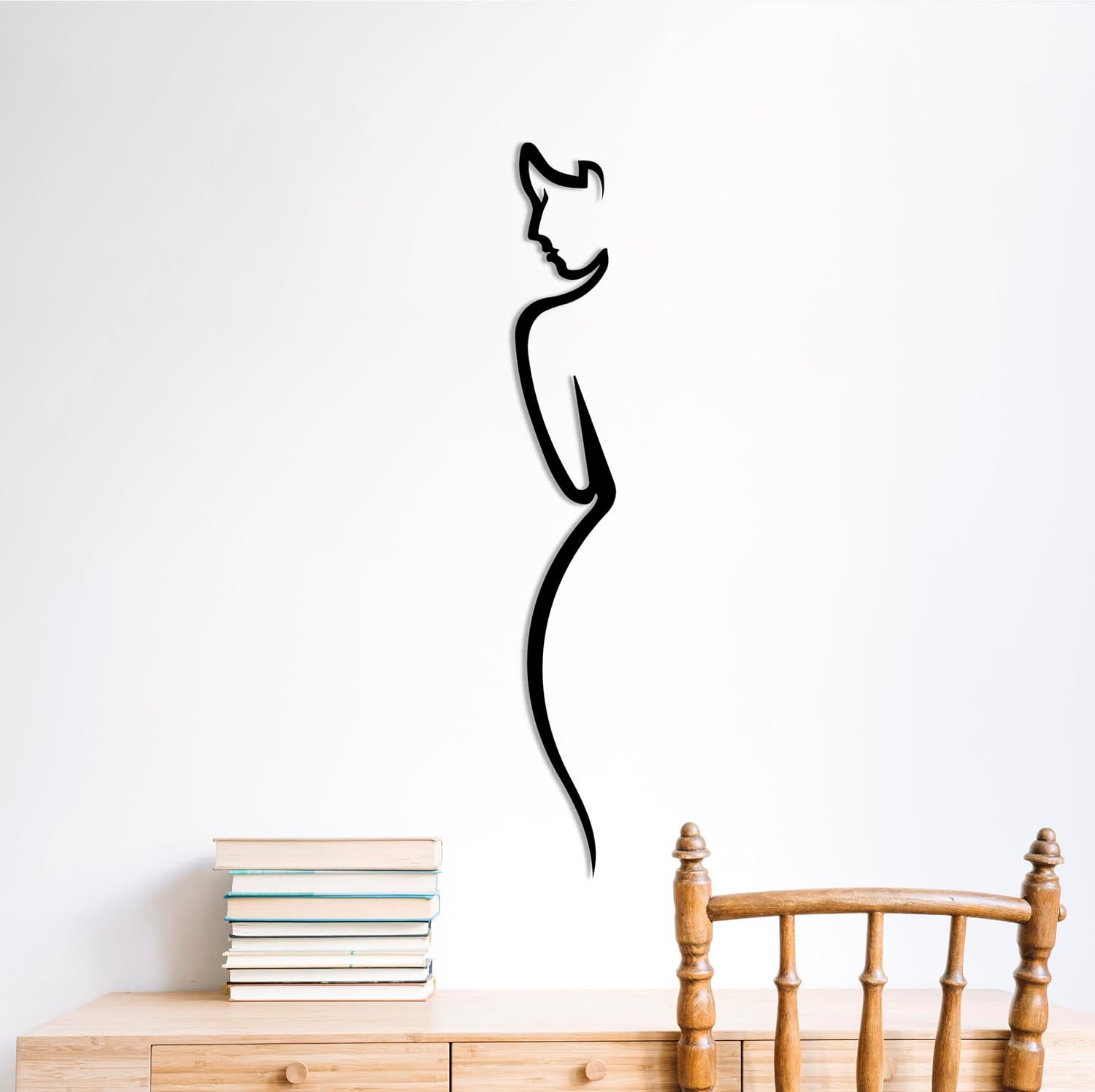 GOSOYO Metal Wall Art, Metal Women Wall Decor, Line Wall Art, Female Body Decor, Vertical Wall Decor, Living Room Decor, Black Metal Wall Art (28”x4”/71cmx10cm)