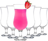 Large Hurricane Glass Set Of 6 Pcs 12.8 Oz / 380 Ml, Tall Cocktail Glasses, Mojito, Margarita, Sangria, Pina Colada Glasses, Stemmed Big Coupe Glassware (6x380ml)