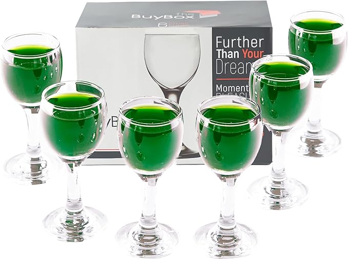 Cordial Glasses Set Of 6 Liqueur, Absinthe, Mini Wine Port Glasses,Stem Shot Glasses, Apertif Glassware ((2oz/55ml) Clear Glass)