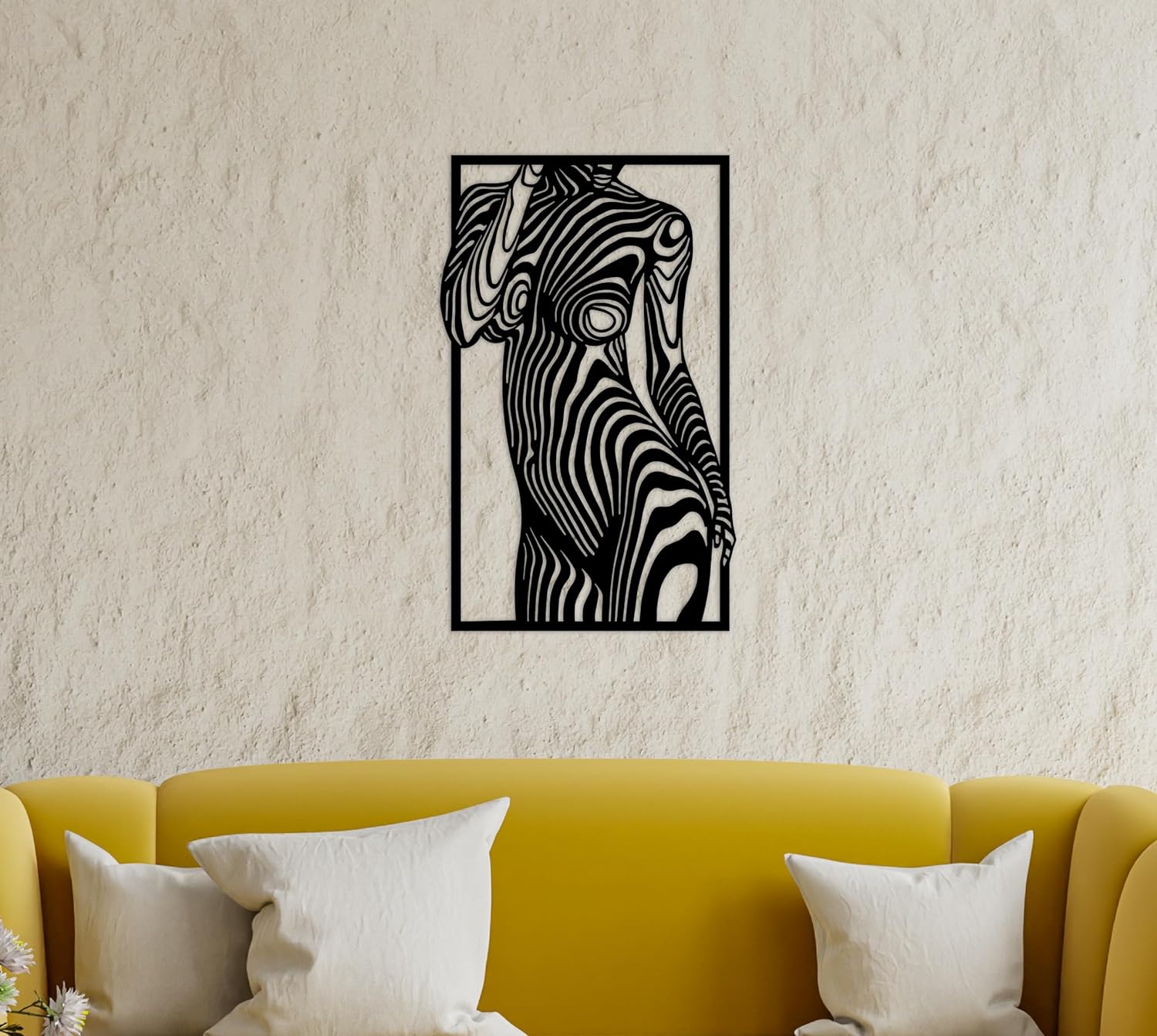 Metal Wall Art, Women Wall Decor, Female Line Art, Abstract Home Decor, Large Black Woman Art (32x18 inches)