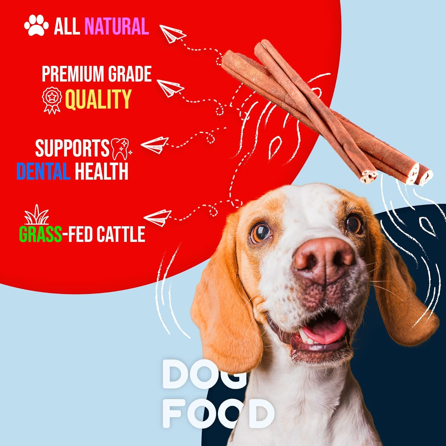 Natural Collagen Sticks for Dogs, Single-Ingredient Dog Chew, Beef Collagen Stick for Small & Large Dogs Best Treats for Dental Health (12-inch, 5-Units)