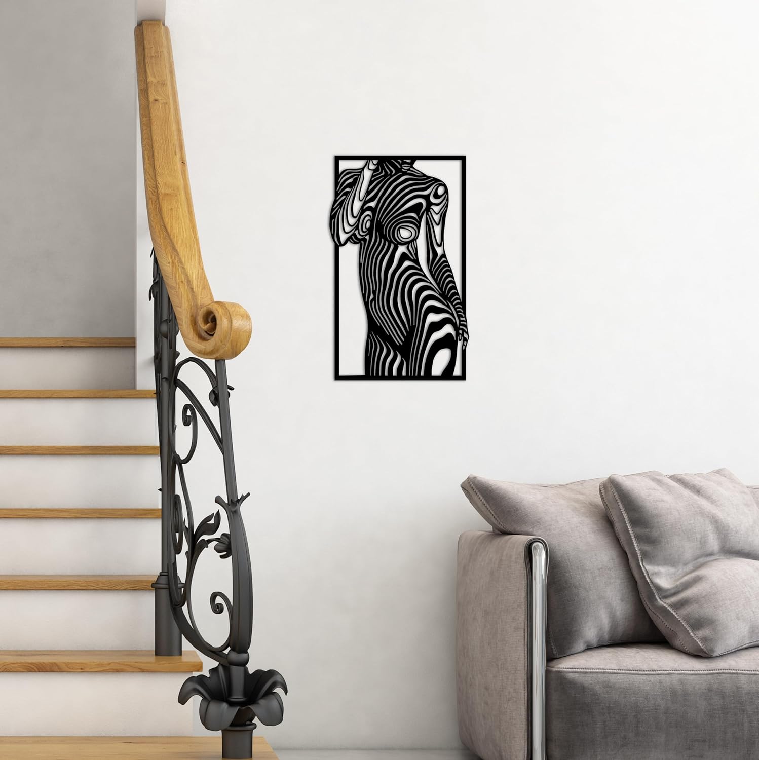 Metal Wall Art, Women Wall Decor, Female Line Art, Abstract Home Decor, Large Black Woman Art (23x14 inches)