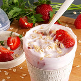 4 PCS Yogurt Parfait Cups with Lids, Reusable Yogurt Containers with Lids and Spoons, Take and Go Yogurt Cup with Topping Cereal or Oatmeal Container. Red+Yellow+Green+Grey Containers