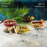 Glasses Set of 4, Champagne, Cocktail, Martini, Wine Glasses, Long Stem Glassware (7.9oz/235ml) (4 Pcs (7.9Fl Oz))