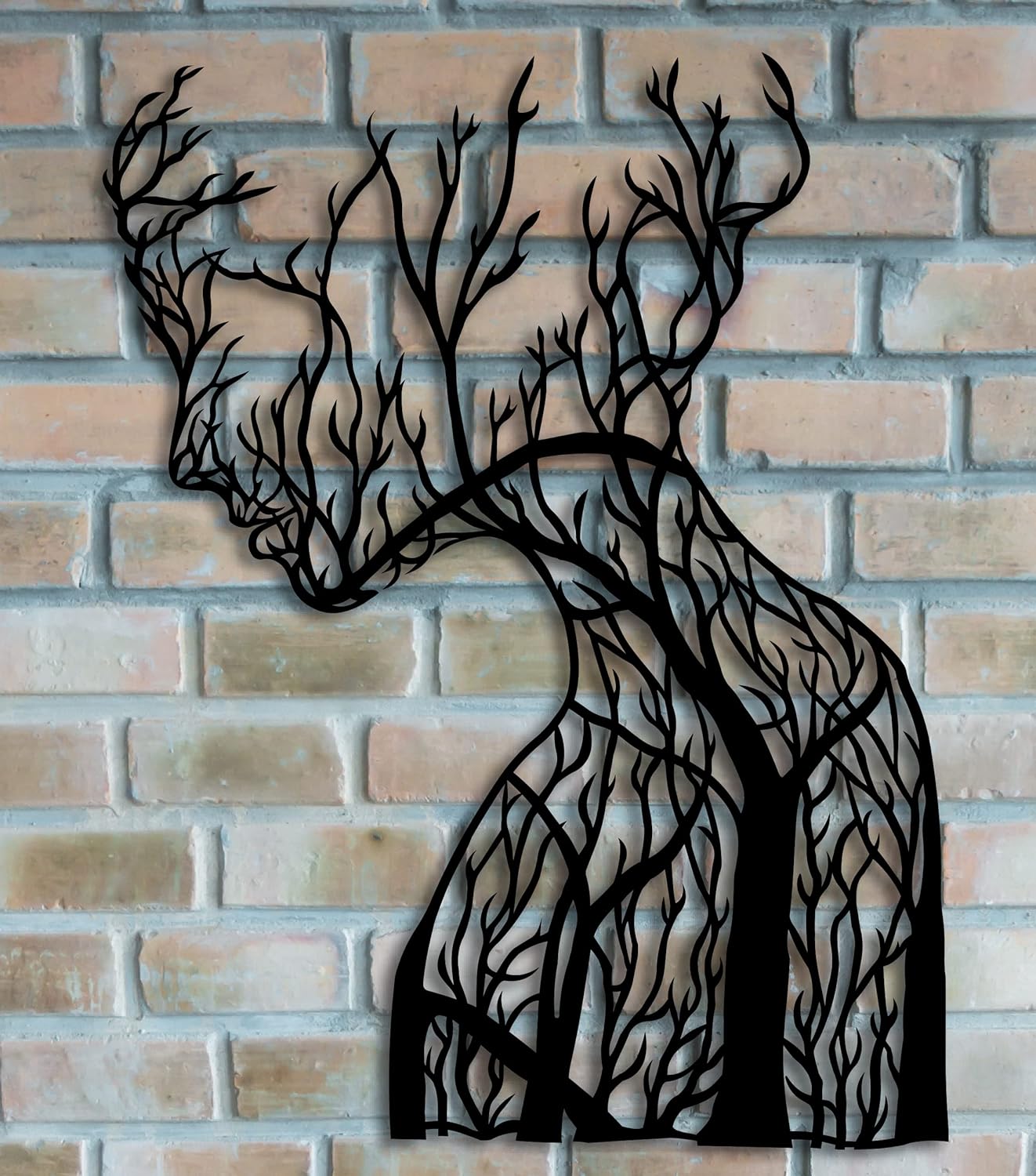 Metal Women Face Wall Art, Modern Wall Sculpture, Abstract Wall Art, 3d Tree Metal Wall Decor, Modern Wall Art, Living Room Wall Art, Black Home Decor (21x15 inches)