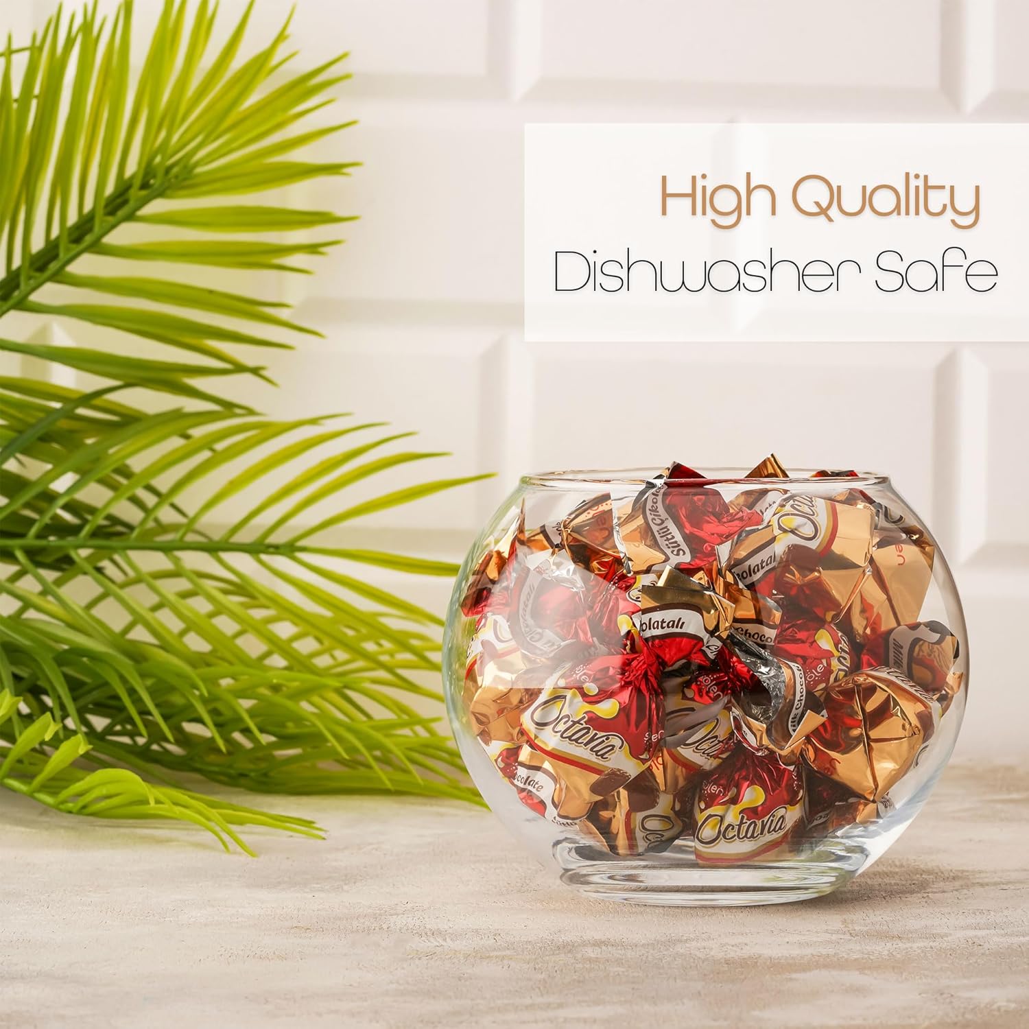 Glass Fish Bowl, Decorative Glass Bowl, Round Vase for Flowers and Decoration, Terrarium Bowl, Sphere Vase (11.5cmX14,5cm)