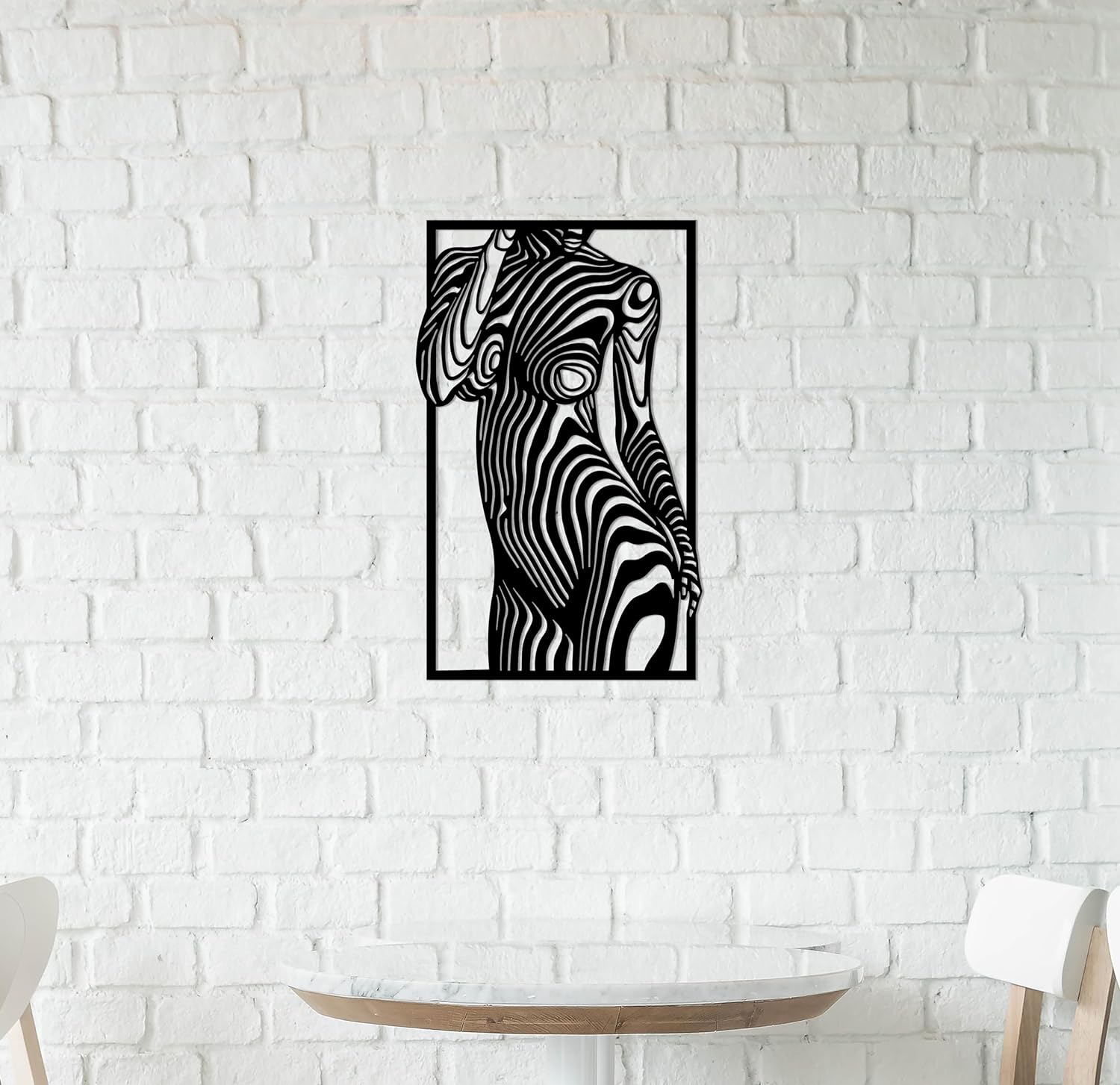 Metal Wall Art, Women Wall Decor, Female Line Art, Abstract Home Decor, Large Black Woman Art (23x14 inches)