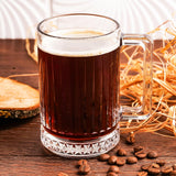 Glass Coffee Cups, Coffee Latte Glasses, Glass Clear Coffee Mugs with Handles, Tea and Cappuccino Cup Set, Beer Glasses/Stein, Ribbed Glassware (2 Pcs (10.4oz))