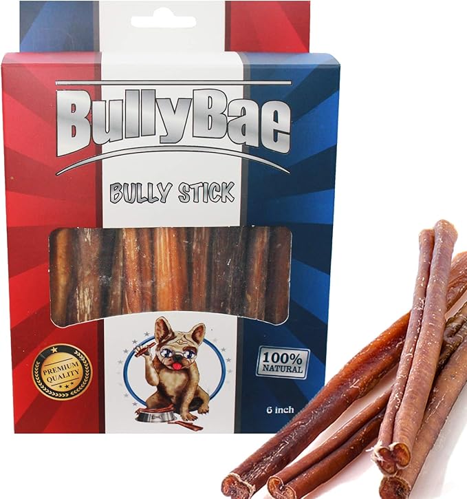 6" Natural Bully Stick Dog Treats - Healthful Dog Chews (Medium 15 Count)