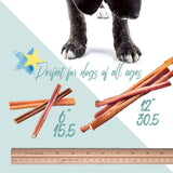 6" Natural Bully Stick Dog Treats - Healthful Dog Chews (Large 5 Count)